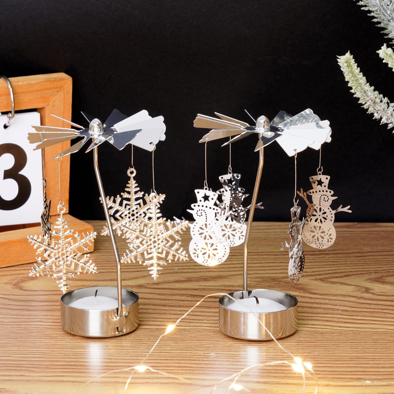 Amazon.com: 2Pcs Rotary Candle Holder Spinning Tea Light Candle